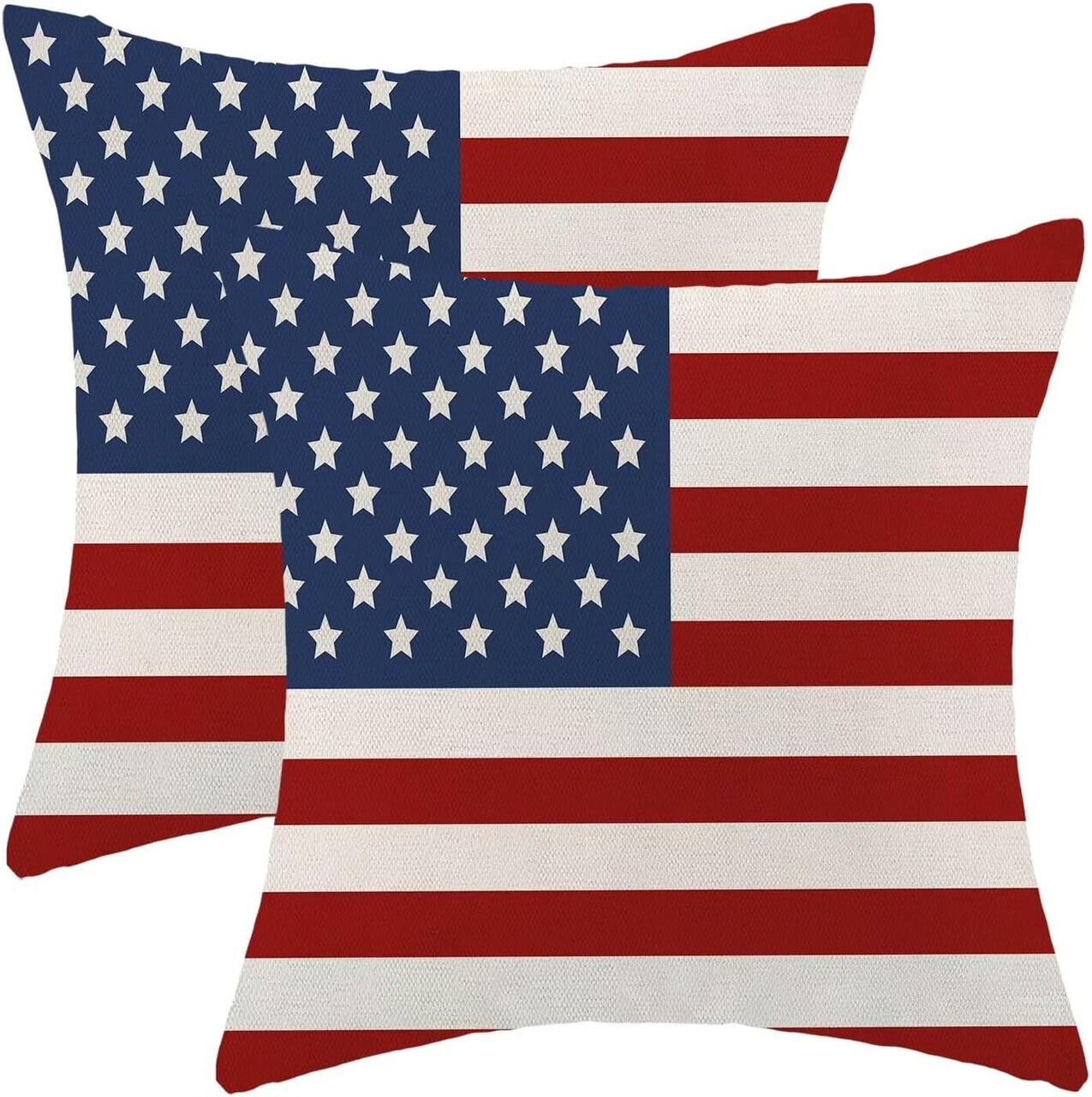 4th of July Patriotic Pillow Covers 18x18, Set of 2, American Flag Decorative Throw Pillowcases for Independence Day, Stars and Stripes Outdoor Cushion Covers for Sofa, Couch, Living Room, and Bed Decor